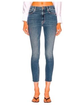 Mother High Waisted Looker Ankle Fray Jeans Size 10